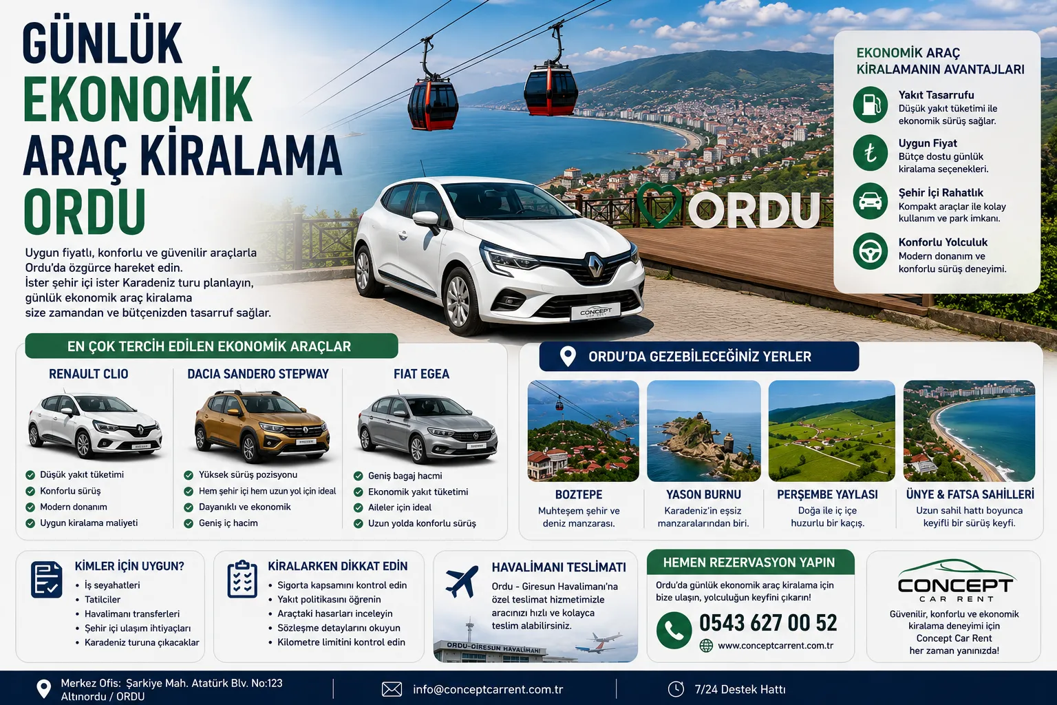 günlük araç kiralama ordu