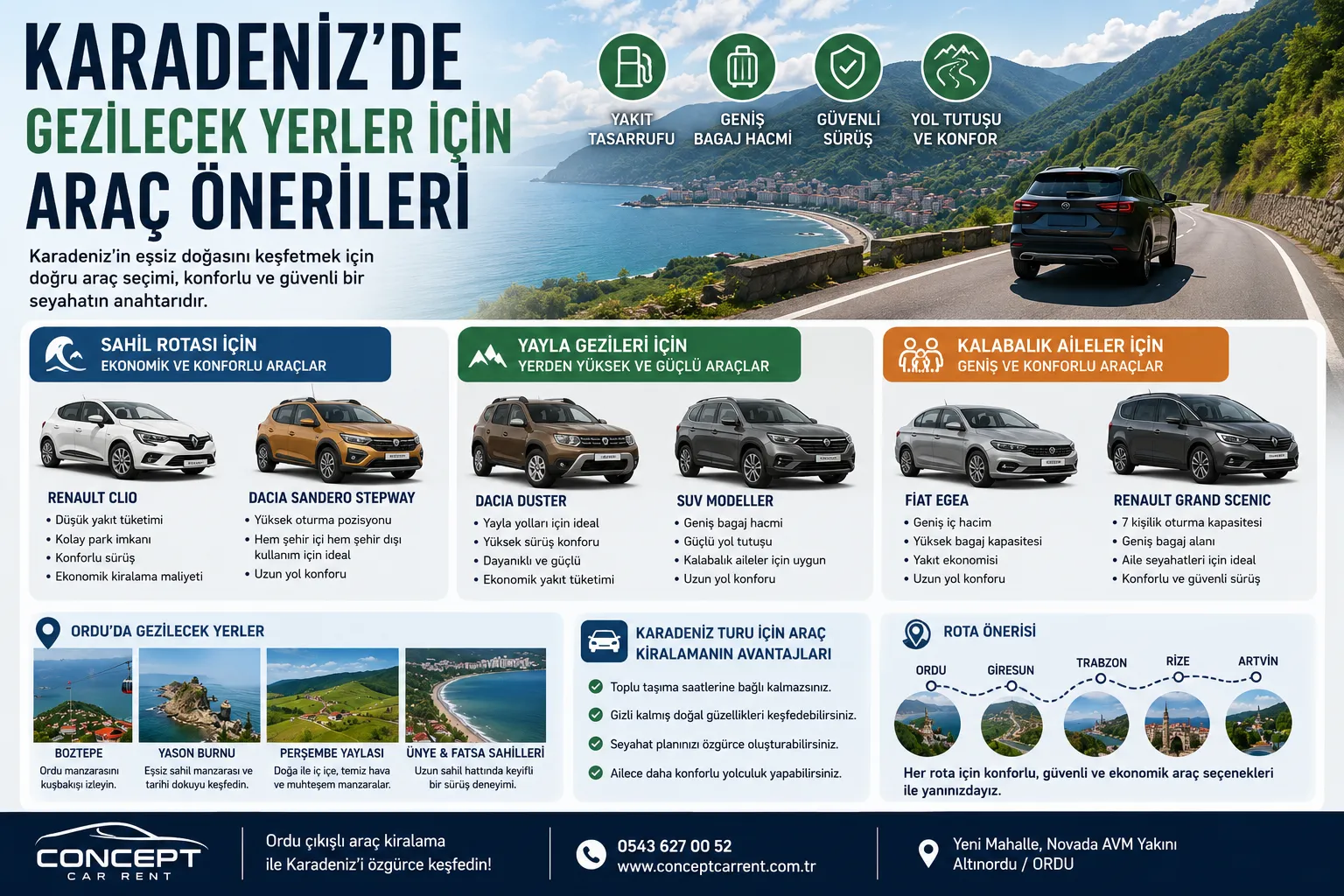 karadenizde gezilecek yerler için araç önerileri