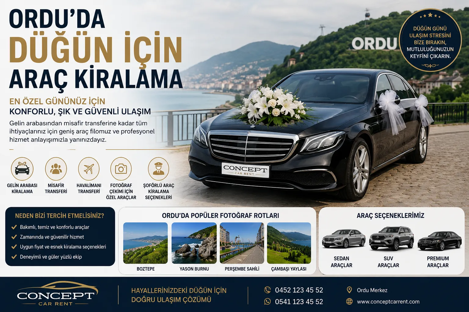 orduda dugun için arac kiralama